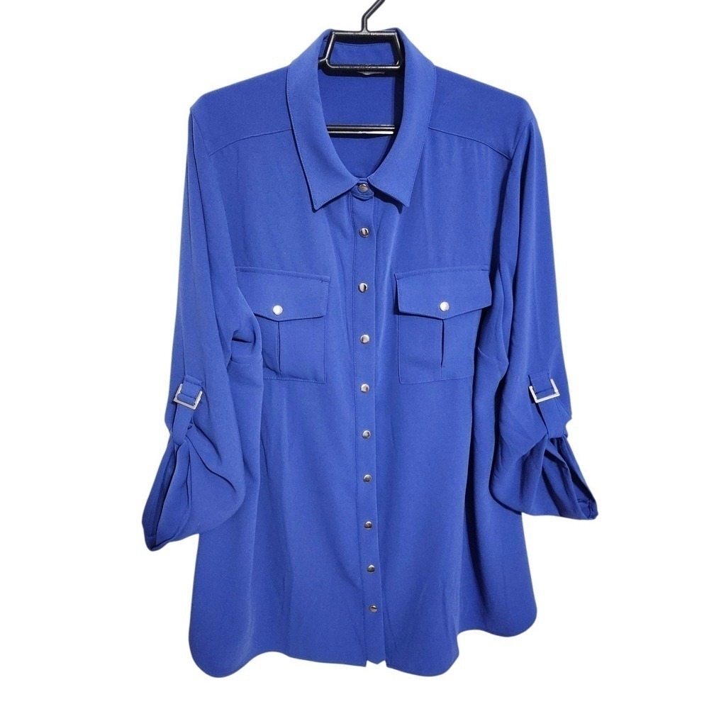 Soft Surroundings Blue Polyester Button Front Rol… - image 7